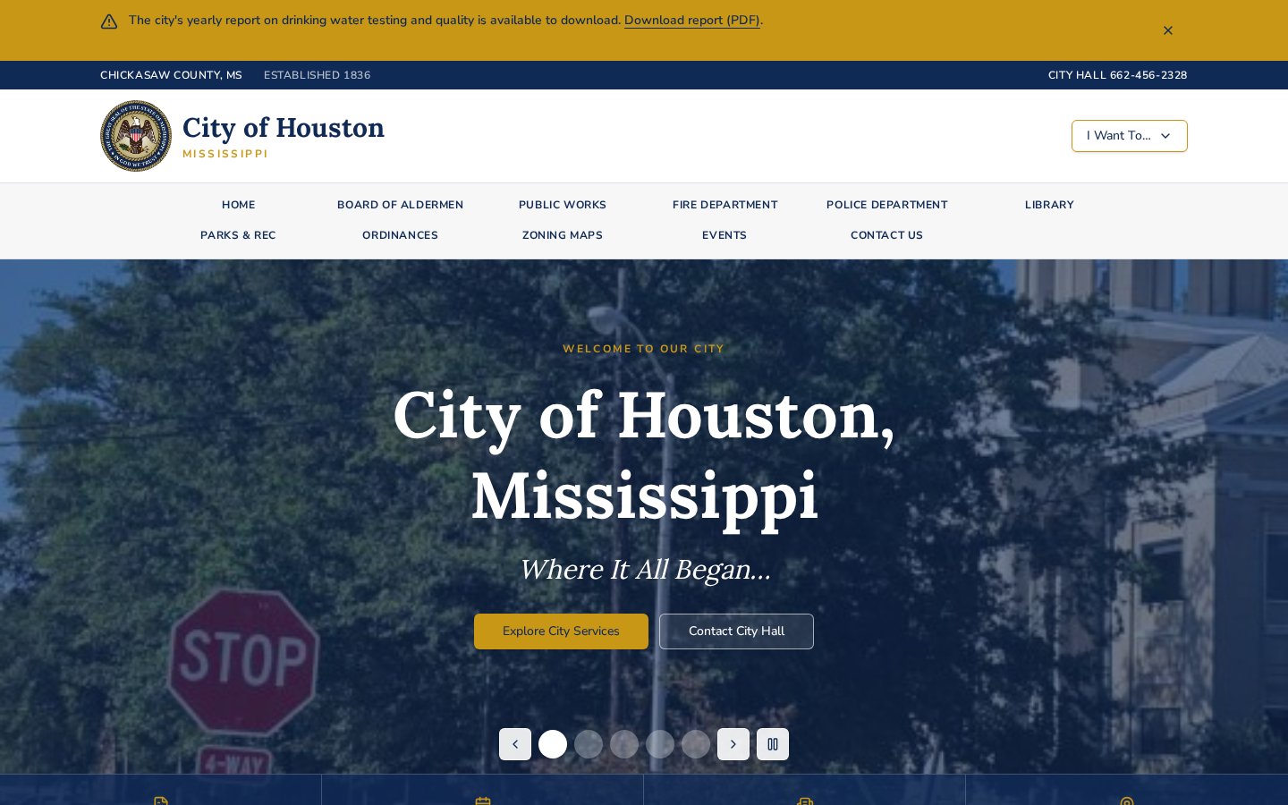 Screenshot of City of Houston, MS website